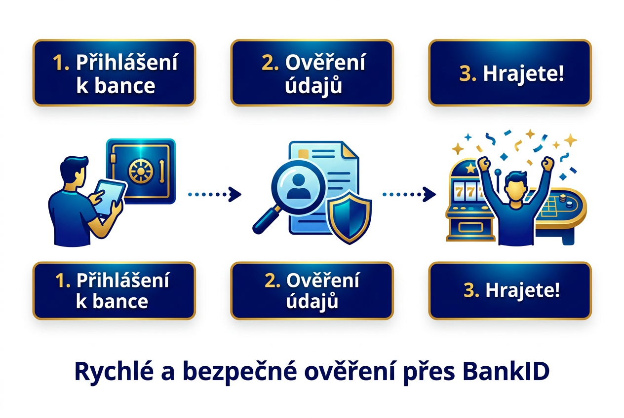 Infografika procesu BankID s jasnými kroky v češtině
